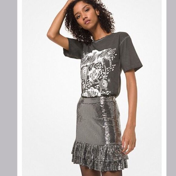 MICHAEL Michael Kors Mirror Dot Jersey Tiered Ruffle Skirt - Picture 1 of 8